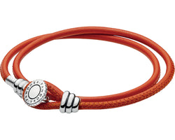 Spicy Orange Moments Double Leather Bracelet W Stg