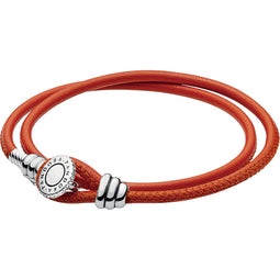Spicy Orange Moments Double Leather Bracelet W Stg